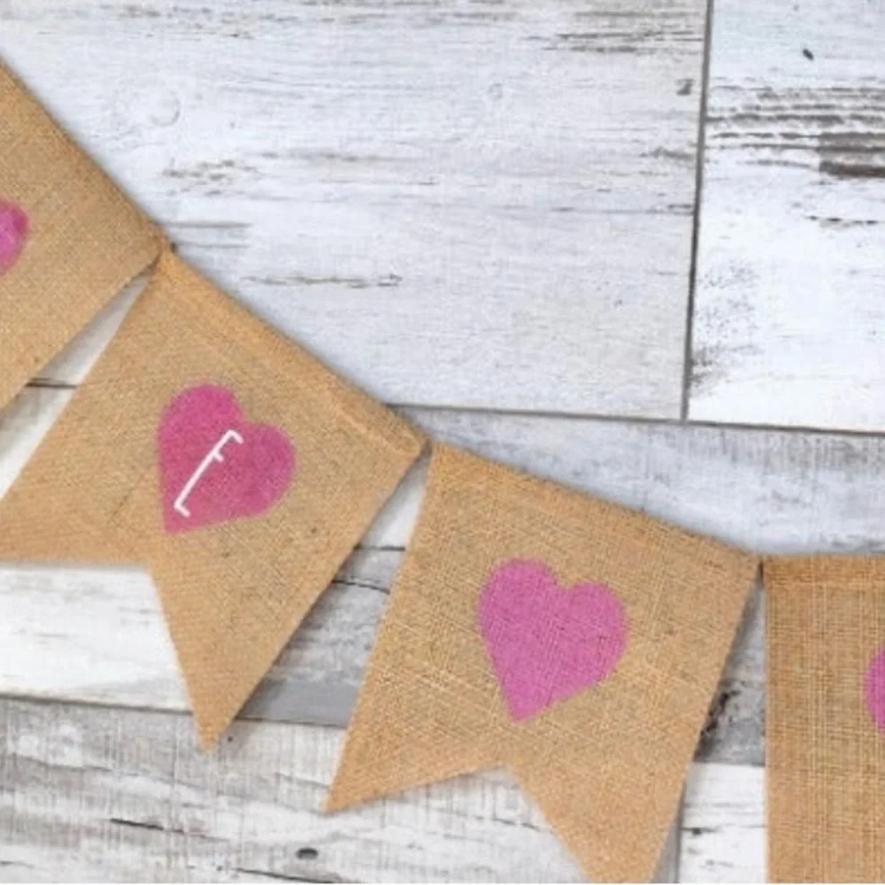 Valentine’s Day/ burlap heart banner / home decor